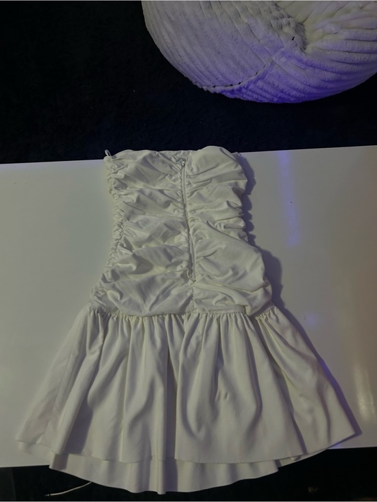 Windsor Dresses & Skirts - Windsor White Strapless Ruched Skater Dress